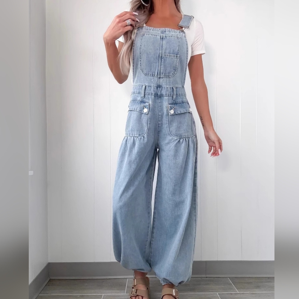 Women's Light Blue Denim Overalls